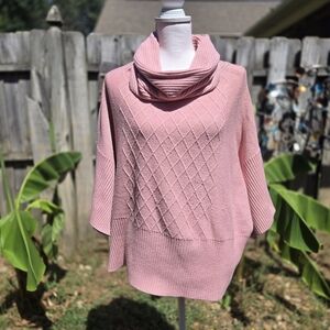 Andrea Jovine S/M Blush Oversized Cowl Neck Sweater Shrug Diamind Texture